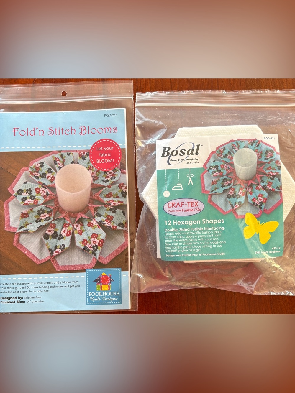 Craf-Tex Double-Sided Fusible Hexagons, 437-12, with Tablescape Pattern NIP